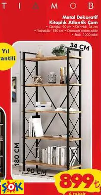 METAL DEKORATİF KİTAPLIK ATLANTİK ÇAM